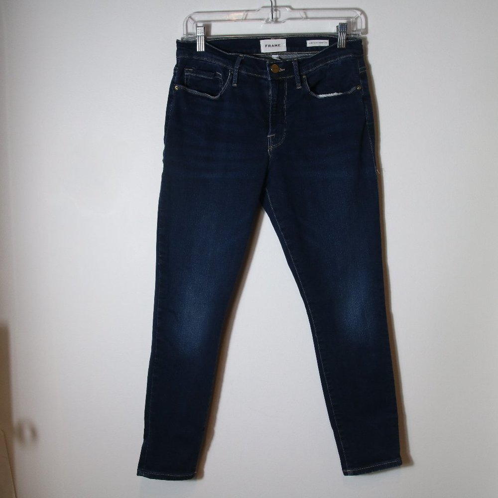 Frame Le Skinny De Jeanne Crop Dark Wash Skinny Jeans Ankle Cropped Size 30